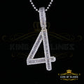 White 925 Sterling Silver Baguette Numerical 4 Pendant as 4.86ct Cubic Zirconia KING OF BLINGS