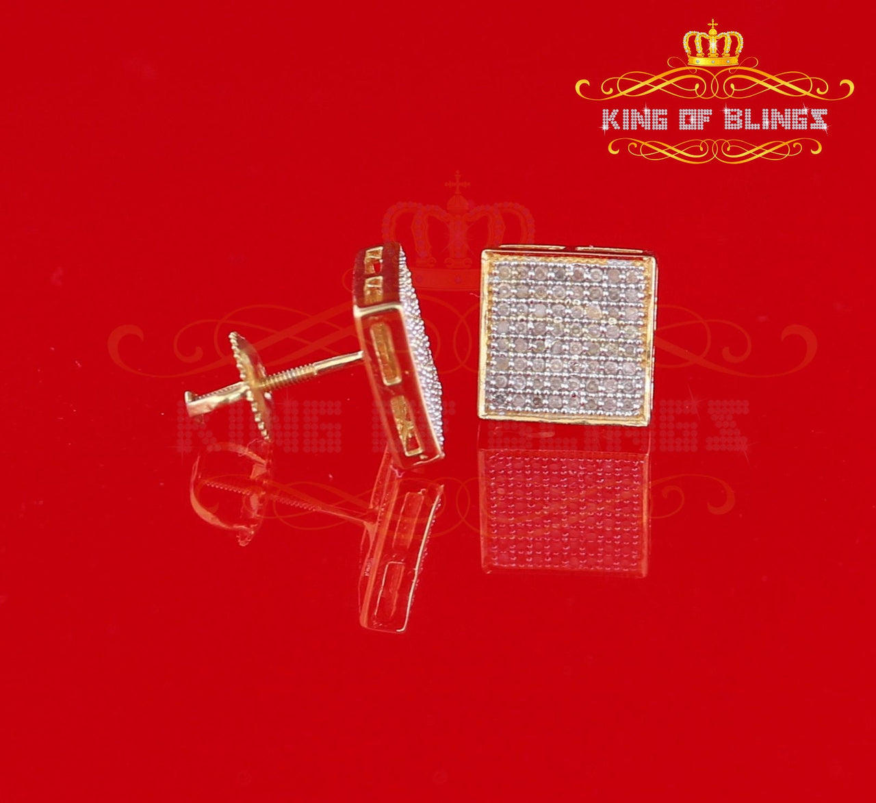 King of Blings-925 Sterling Silver 0.33ct Diamond Real For Women's & Men's Yellow Stud Earrings