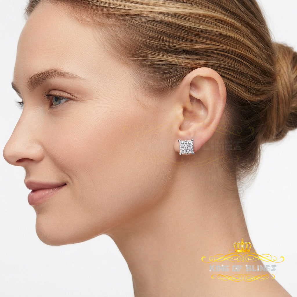 King Of Bling's 0.05ct Diamond Stud Earrings For Women White 925 Sterling Silver Stud For Men KING OF BLINGS