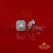King of Bling's 1.10ct VVS 'D' Moissanite Men's/Womens 925 Silver White Octagonal Stud Earrings KING OF BLINGS