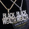 Yellow 925 Sterling Silver 9.30ct Cubic Zirconia "Black Wealth" Characters Pendant KING OF BLINGS