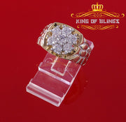 King Of Bling's 925 Yellow Sterling Silver 2.34ct Cubic Zirconia Promise Flower Ring Size 7 KING OF BLINGS