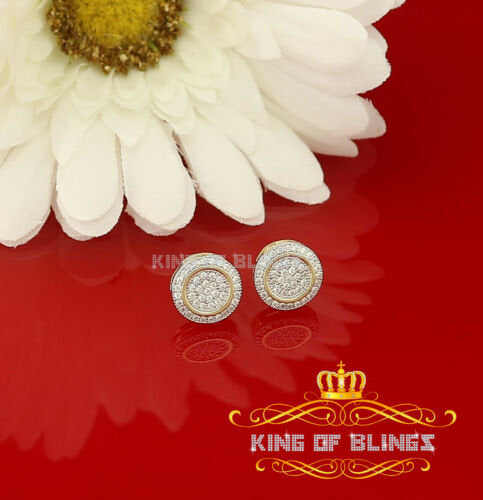 King of Bling's Elegant Yellow 925 Silver Screw Back 0.69ct Cubic Zirconia Round Women Earrings KING OF BLINGS