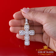 King of Bling's Yellow 925 Sterling Silver Cross Pendant 8.03ct Cubic Zirconia KING OF BLINGS