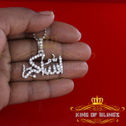 White 925 Sterling Silver with allah-hu-Akbar Pendant 5.70ct Cubic Zirconia KING OF BLINGS