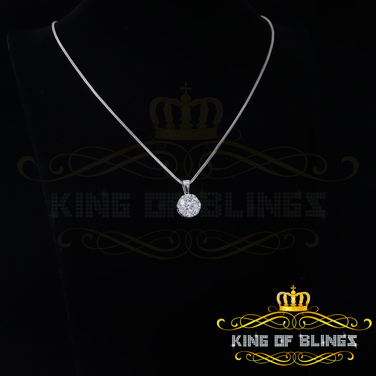 King Of Bling's Attractive White 925 Sterling Silver Pendant Round Shape 3.79ct Cubic Zirconia