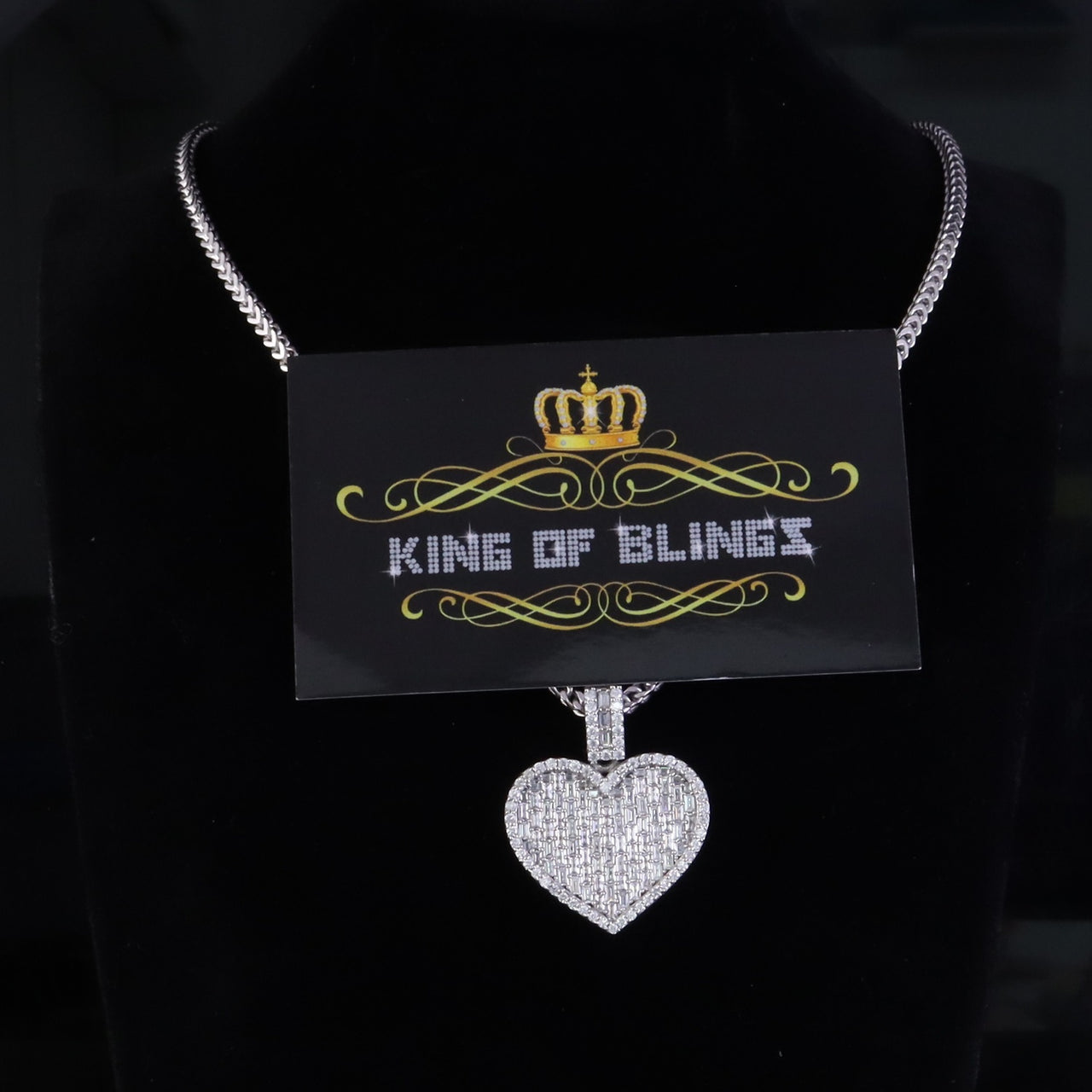 King Of Bling's 925 Sterling White Silver 6.50ct VVS D Clr. Moissanite Heart Pendant Men/ Womens KING OF BLINGS