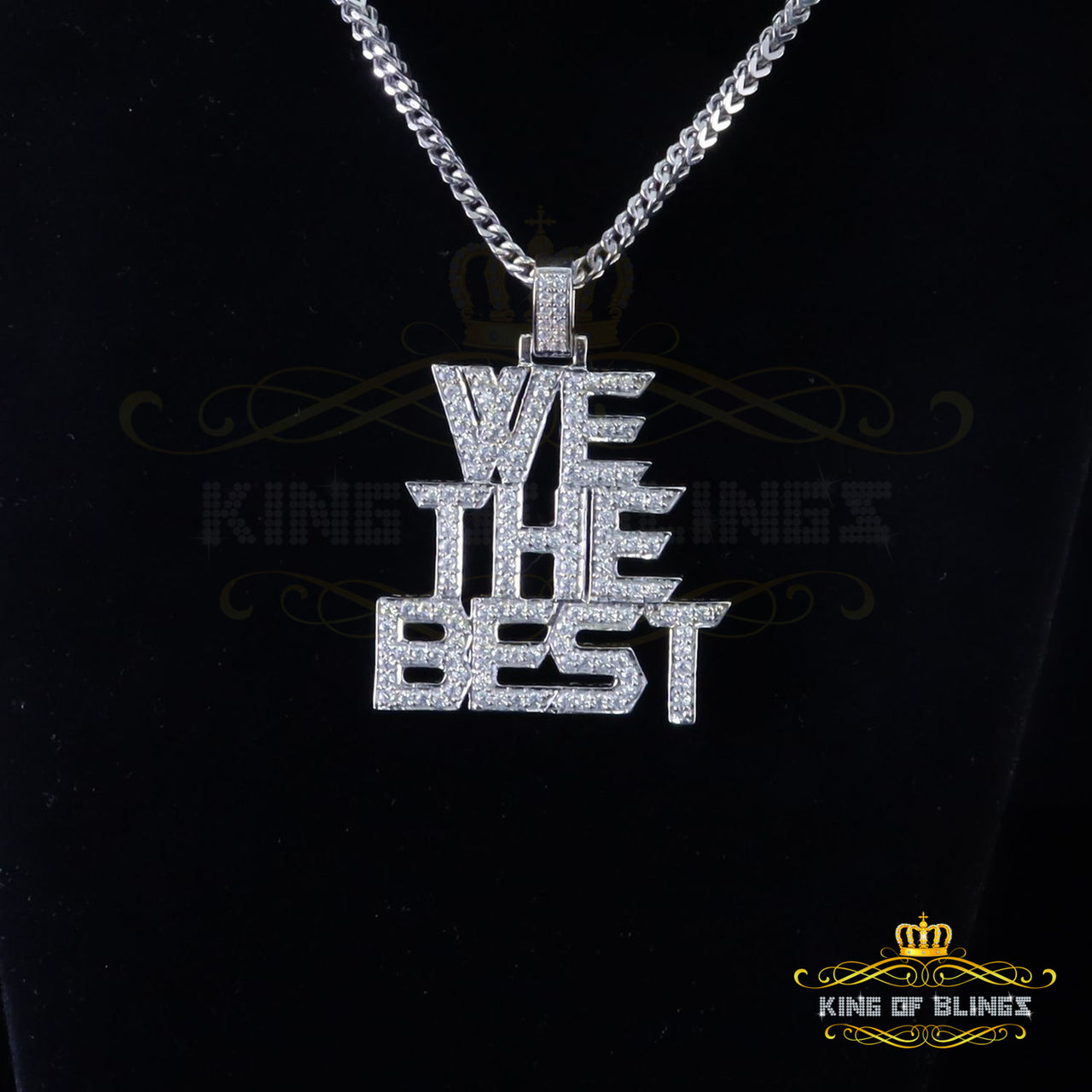 Create Your Own Custom Design in 925 Sterling Silver like White We The Best Letter Pendant in Cubic Zirconia