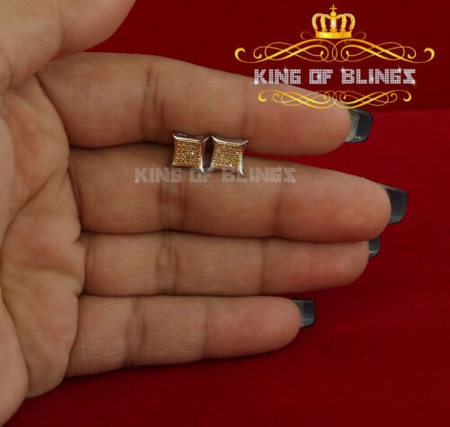 King Of Bling's 0.15ct Diamond 925 Sterling Silver White Kite Stud Earrings For Men's & Women's