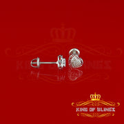 King Of Bling's Aretes Para Hombre Heart 925 White Silver 0.05ct Diamond Women's /Men's Earring KING OF BLINGS