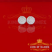 King of Blings- White Sterling Silver 1.32ct Cubic Zirconia Hip Hop Round Earrings for women's KING OF BLINGS