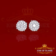King of Bling's Aretes Para Hombre 925 Yellow Silver 2.3ct Cubic Zirconia Round Women's Earring KING OF BLINGS
