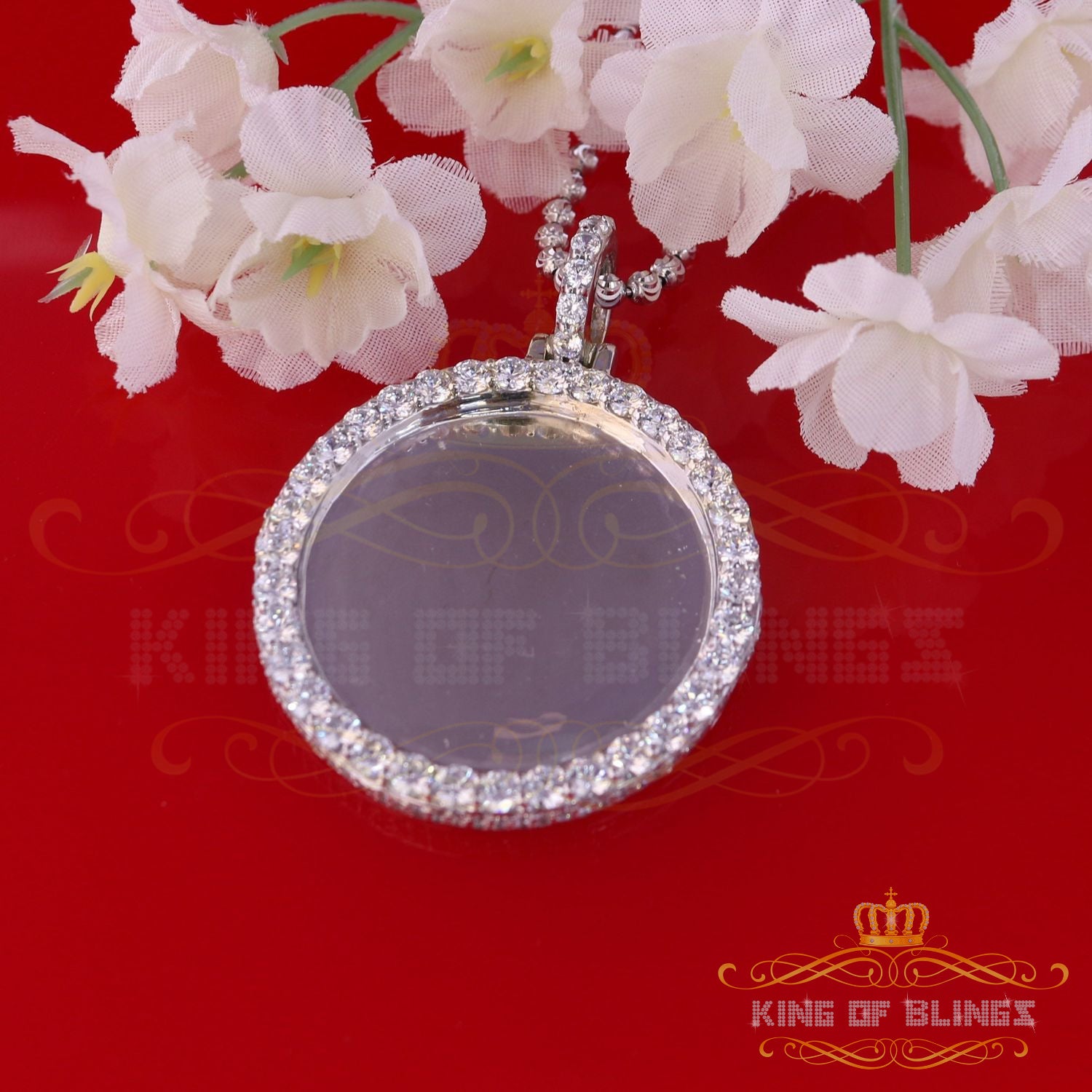 King of Bling's White Attractive Round Shape 925 Sterling Silver Pendant 9.81ct Cubic Zirconia KING OF BLINGS