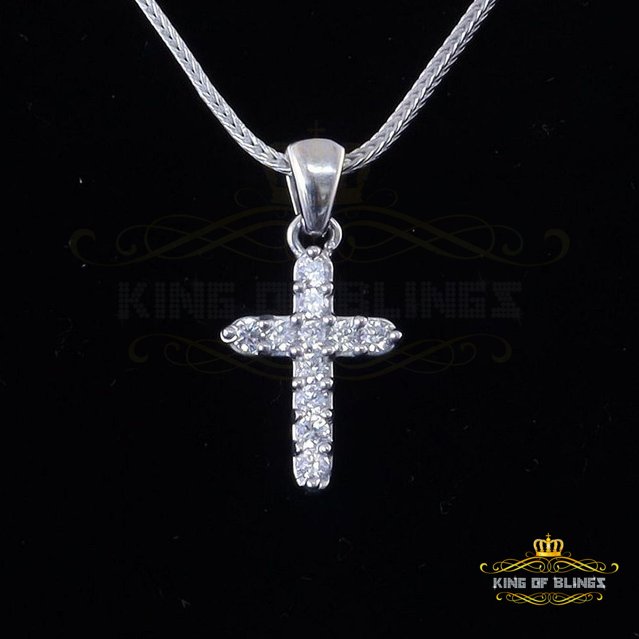 White King of Bling's Sterling Silver CROSS Shape Pendant 1.21ct Cubic Zirconia