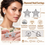 King Of Bling's 925 Sterling Silver White 0.25ct Diamond For Women's / Men's Stud Star Earrings KING OF BLINGS