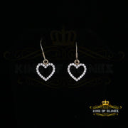 King of Bling's 925 Yellow Silver 0.88ct Cubic Zirconia For Women's Dangling Heart Stud Earrings KING OF BLINGS