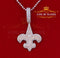 Fancy 925 Sterling Silver Fleur de Lis White Pendant with 7.04ct Cubic Zirconia KING OF BLINGS