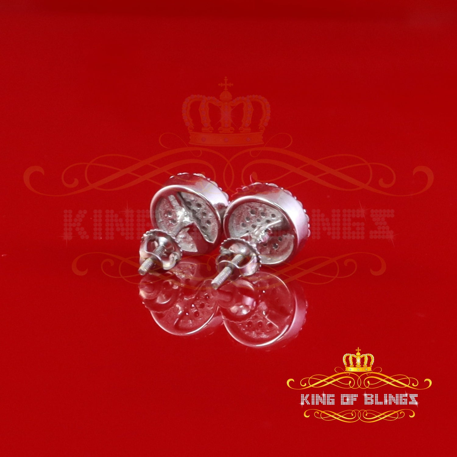 King of Bling's 925 White Silver 0.66ct VVS 'D' Moissanite Round Stud Earring Men's/Womens King of Blings