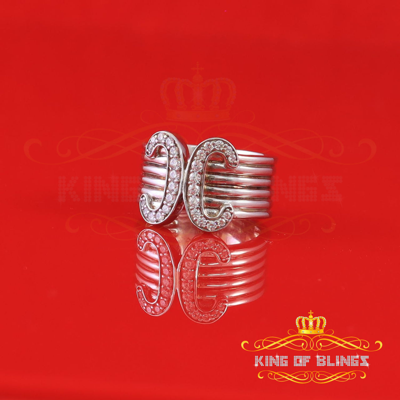 King Of Bling's0.75ct Cubic Zirconia Sterling White Silver Round Engagement Womens Ring Size 8