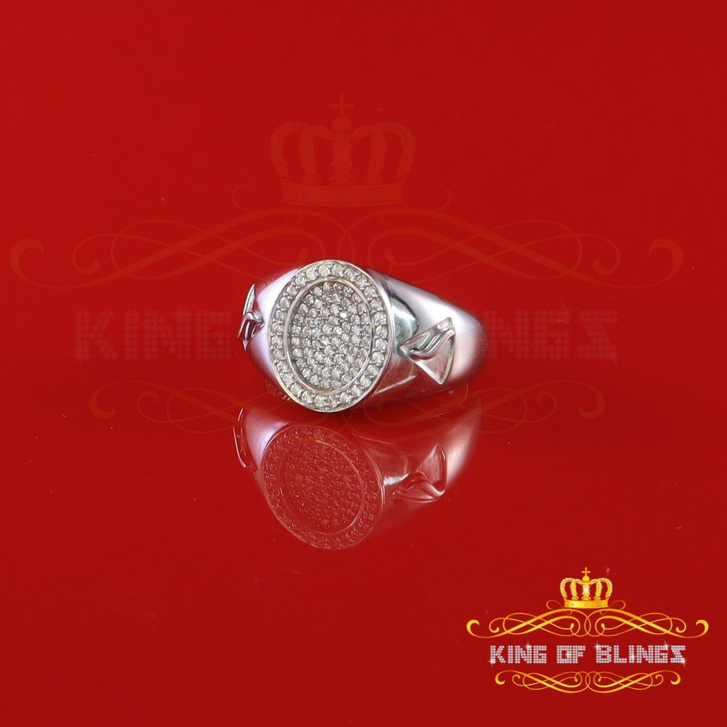 King Of Bling'sSilver Sterling White 1.50ct Cubic Zirconia Wide Oval Men's Ring Big Size 11