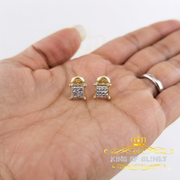 King of Blings-0.05ct Diamond Collection Yellow 925 Sterling Silver Women & Men Square Earrings KING OF BLINGS