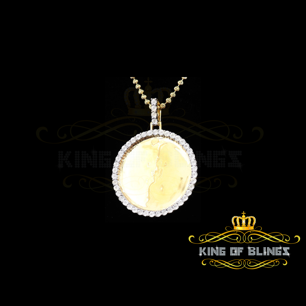 King Of Bling's Real 0.25ct Diamond Sterling Silver 1.75" PICTURE Charm Fashion Yellow Pendant
