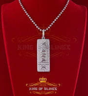 White 925 Silver Pendant with Necklace XAMAX Letter Shape 3.05ct Cubic Zirconia KING OF BLINGS