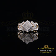 King Of Bling's Yellow 925 Sterling Silver 0.50 CT Real Diamond Luxury Womens Square Ring Size 7 KING OF BLINGS