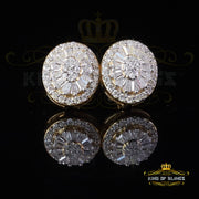 King  of Bling's 925 Yellow Silver 1.00ct VVS 'D' Moissanite Oval Stud Earring Men's/Womens KING OF BLINGS