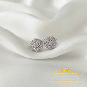 King Of Bling's 0.05ct Diamond 925 Sterling Silver White For Men's & Women's Floral Earrings KING OF BLINGS
