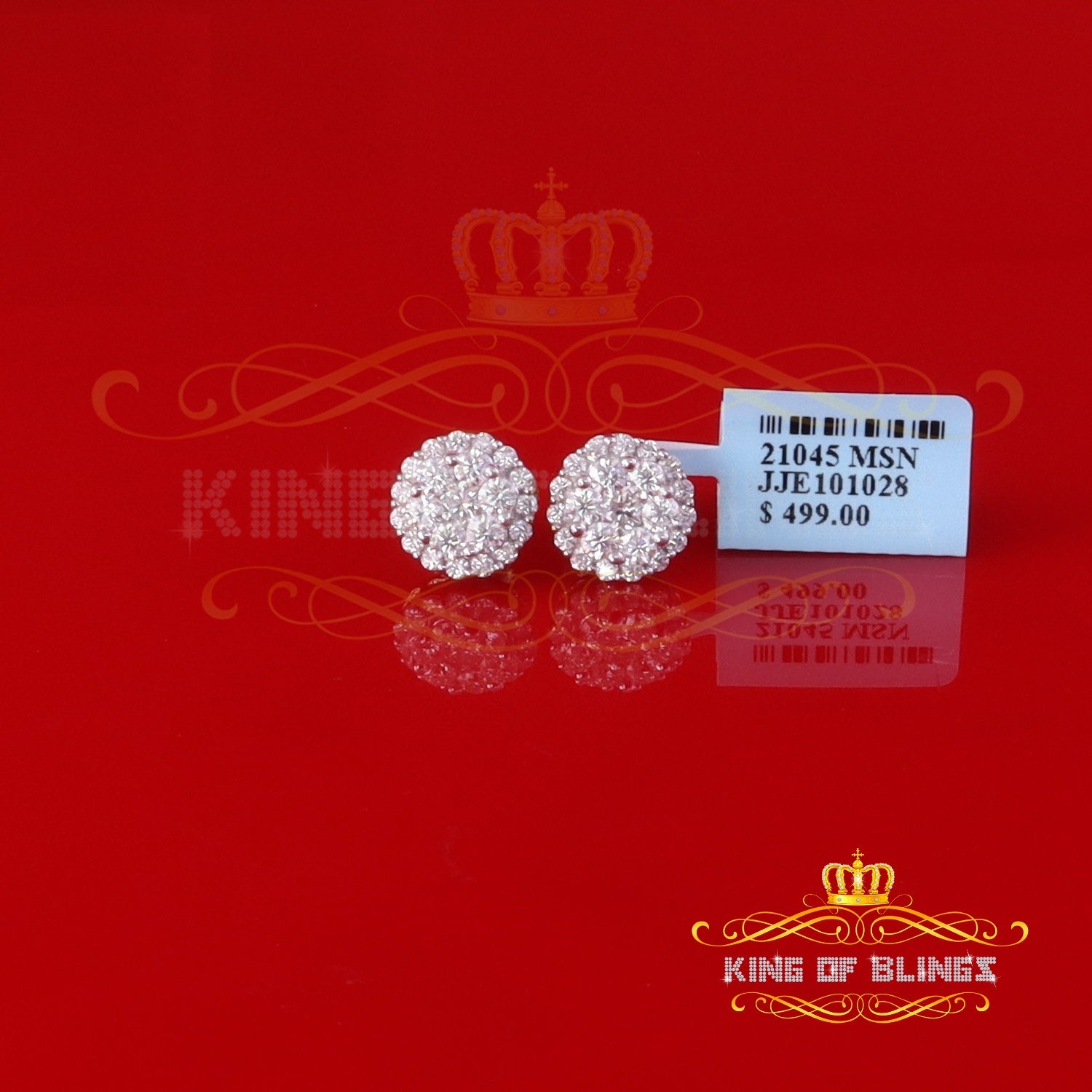 King  of Bling's Men's/Womens 925 Silver Yellow 2.00ct VVS 'D' Moissanite Round Stud Earrings KING OF BLINGS