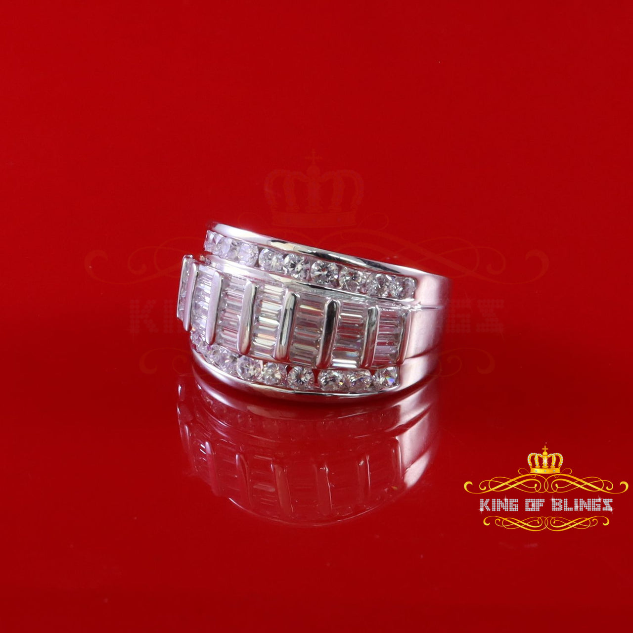 King Of Bling'sWhite 5.80ct Cubic Zirconia 925 Sterling Silver Bugget Women/Men's Ring Size 8.5