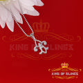 White Fleur de Lis Shape Sterling Silver Pendant with 0.78ct Cubic Zirconia KING OF BLINGS