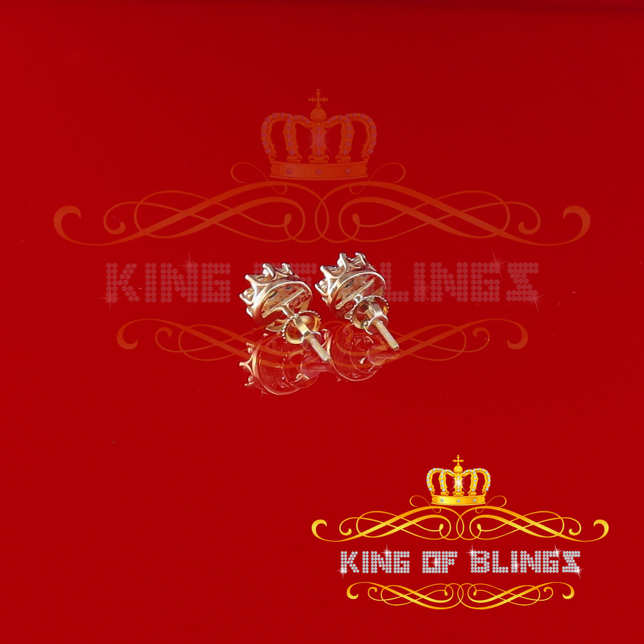 King of Blings-0.05ct Diamond 925 Sterling Silver Yellow For Men's & Women's Floral Earrings KING OF BLINGS