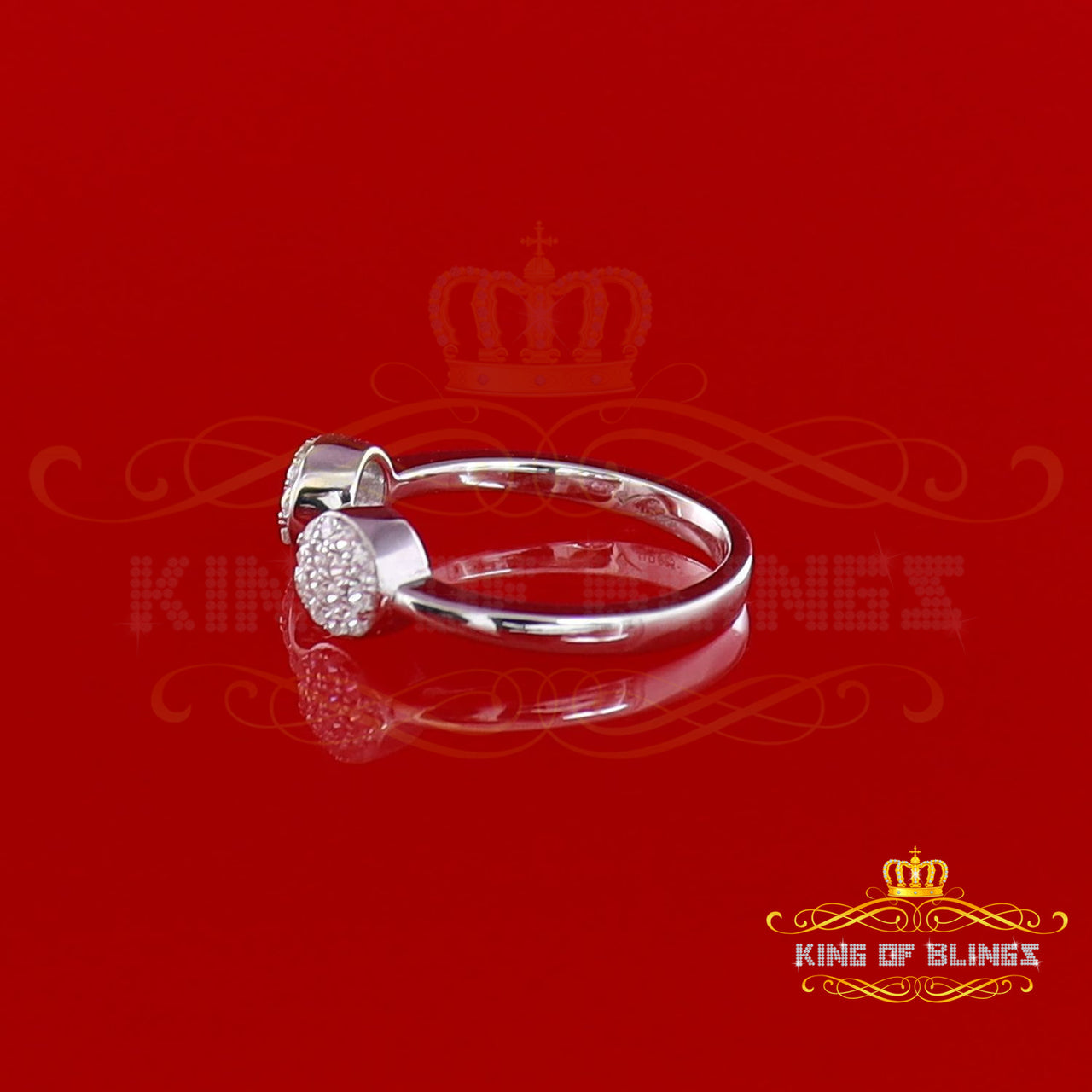 King Of Bling's0.33ct Cubic Zirconia White Silver Womens Round Set Ring Size 6