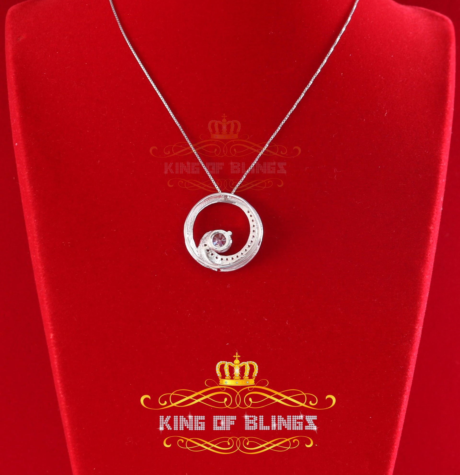 King Of Bling's Fancy Circle Shape 2.50ct Sterling Silver White Pendant Cubic Zirconia Stone KING OF BLINGS