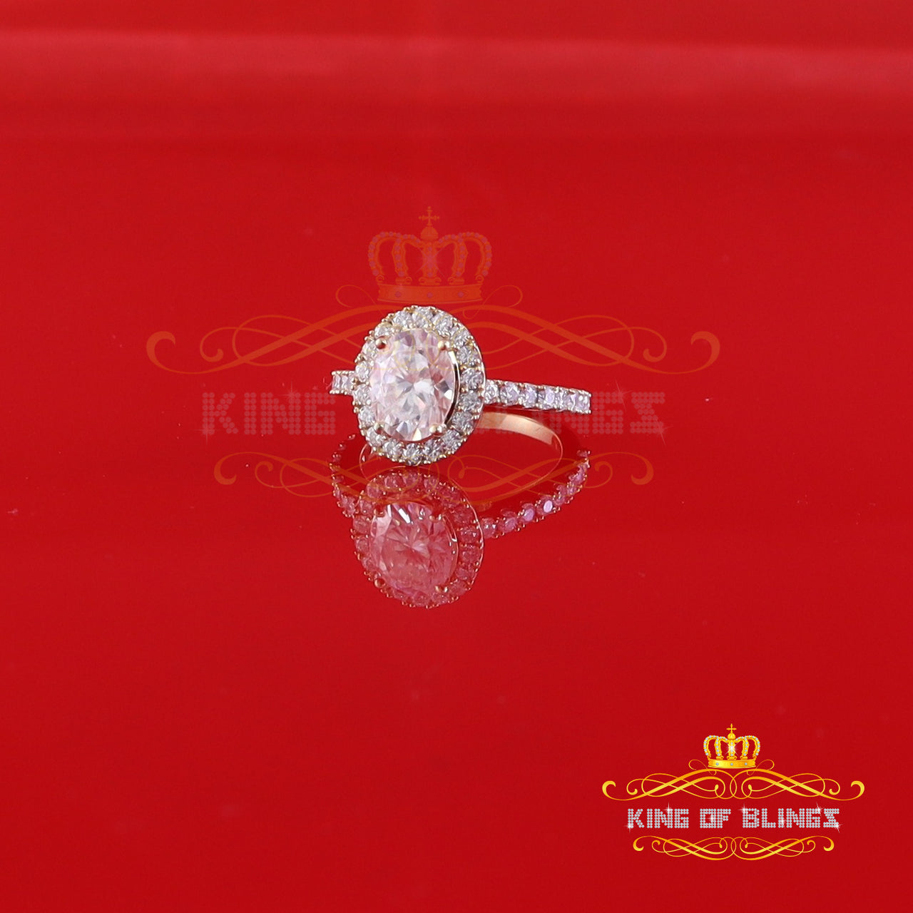 King Of Blings  10K Yellow Gold 3.00CT 'VVS' 'FL' D clr Oval Cut Moissonite Womens Ring S/7 KING OF BLINGS