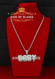 Fancy White 925 Sterling Silver with Baby Letter Pendant 15.59ct Cubic Zirconia KING OF BLINGS