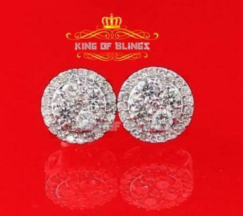 King Of Bling's 1.00ct Diamonds Real 10K Gold Stud White Round For Women's / Men's Earrings