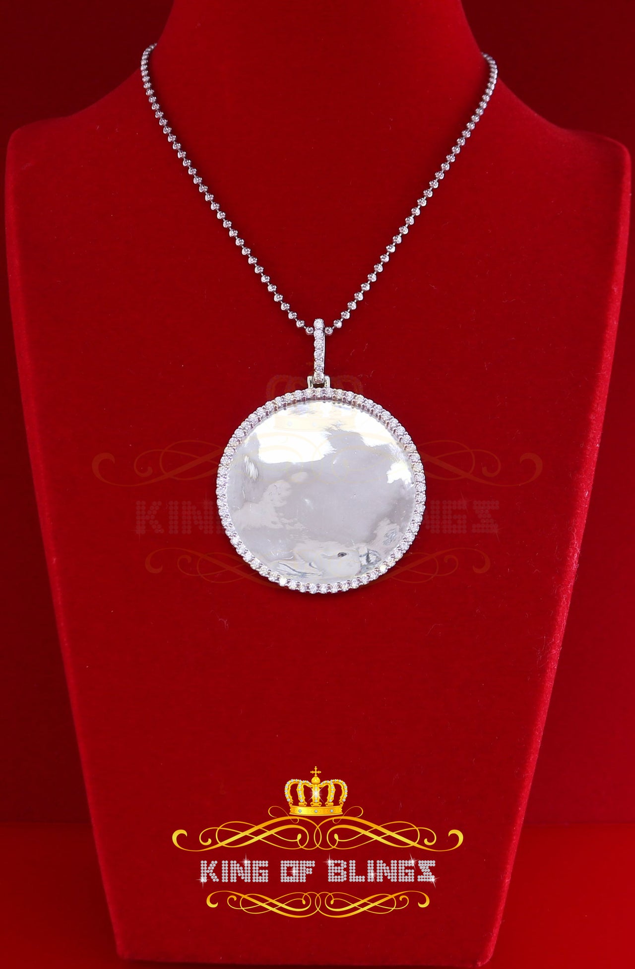 King of Bling's White 925 SilverSterling Charming Necklace Pendant with 3.96ct Cubic Zirconia