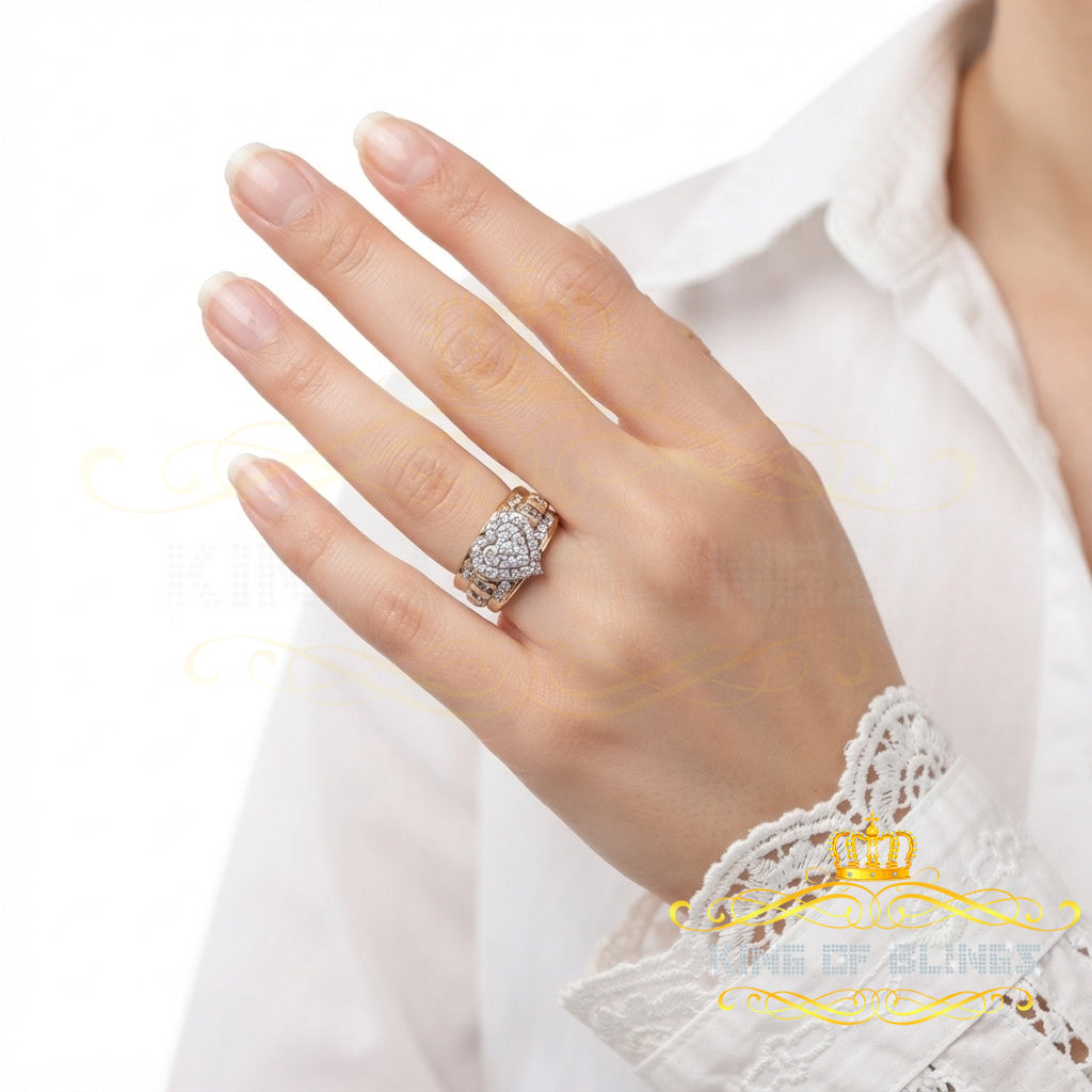 King Of Bling's Real Diamond 0.25ct Cindarella Heart Ring SZ 7 Real 925 Yellow Silver for Women King of Blings