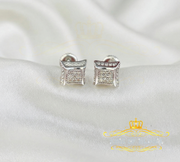 King Of Bling's 0.05ct Real Diamond 925 Sterling Silver Women's & Men's White Kite Stud Earring KING OF BLINGS