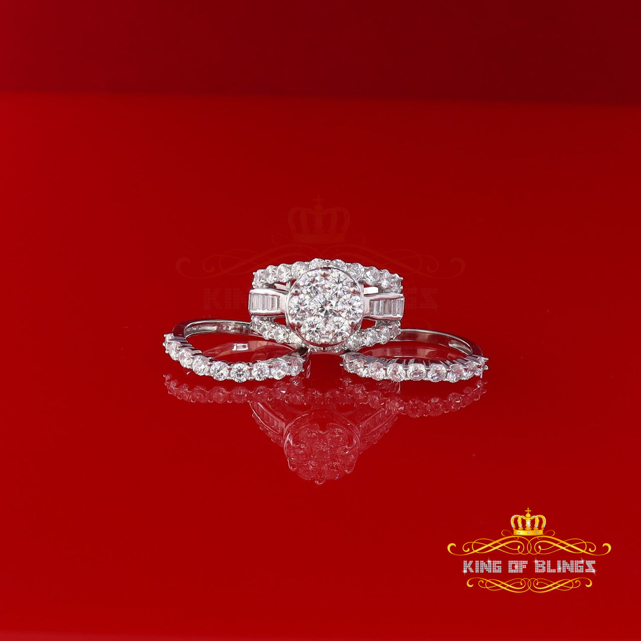 925 White 13.00ct Cubic Zirconia Silver 3 piece Bridal Fancy Womens Ring Size 9