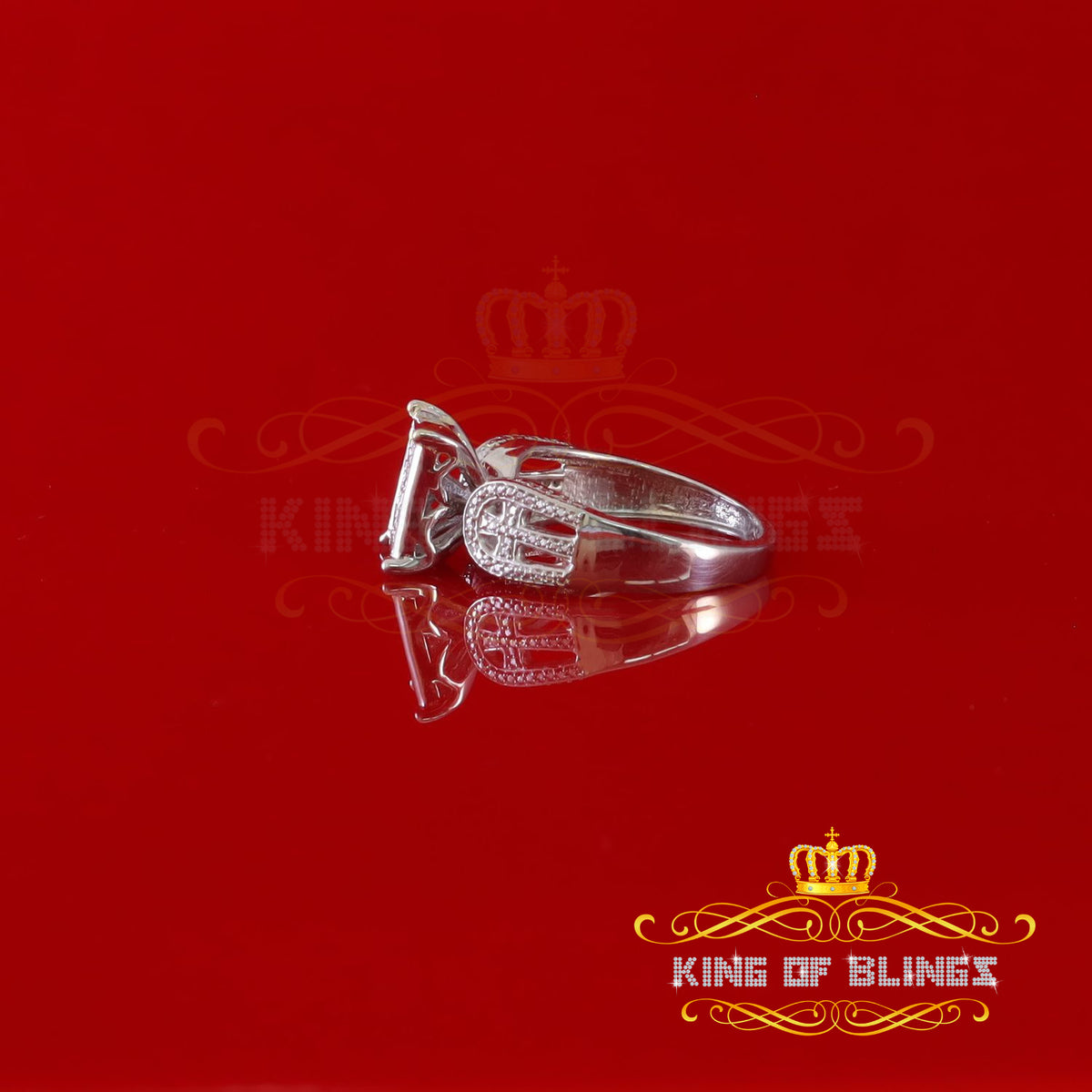King Of Bling's Elongated 0.33 CT 925 Silver White Cinderella Womens Real Diamond Ring SZ 7 KING OF BLINGS