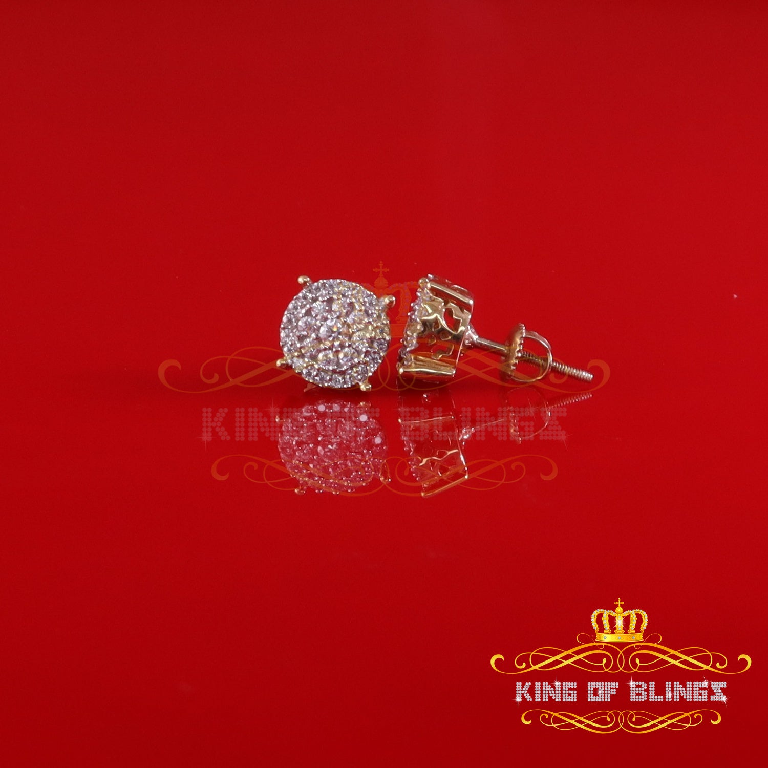 King of Bling's Men's/Womens Silver Yellow 0.50ct VVS 'D' Moissanite Round Earrings KING OF BLINGS