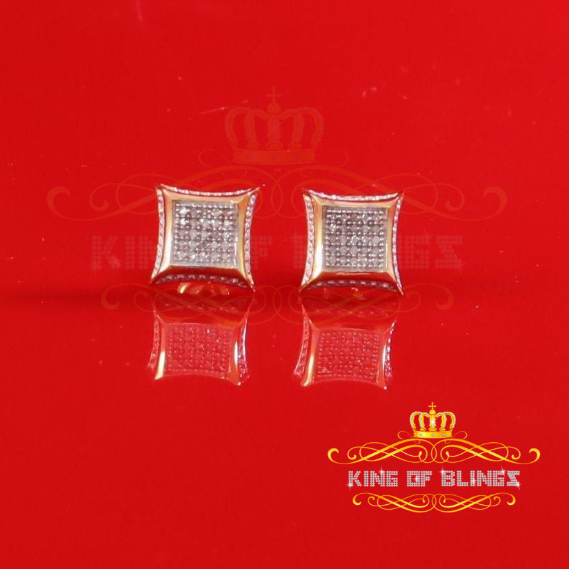 King Of Bling's 10K Yellow Real Gold with Real 0.20ct Diamond Men's/Women's Square Stud earrings
