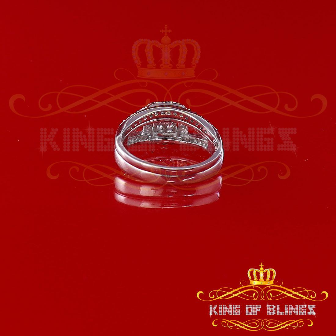 King Of Bling's925 Sterling White Silver Square Cubic Zirconia 1.50ct Fancy Womens Ring Size 7 KING OF BLINGS