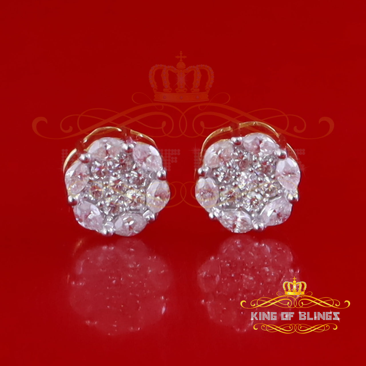 King  of Bling's 925 Silver Yellow flower VVS' D Women's Marquise Stud Earrings 1.00ct moissanite KING OF BLINGS