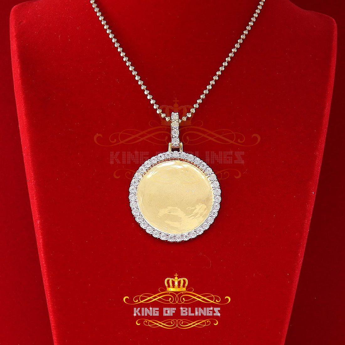 King Of Bling's Real 0.15ct Diamond Sterling Silver 1.50" PICTURE Charm Fashion Yellow Pendant