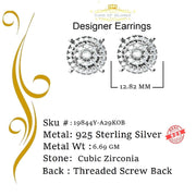 King of Bling's Aretes Para Hombre 925 Yellow Silver 2.82ct Cubic Zirconia Round Women's Earring KING OF BLINGS